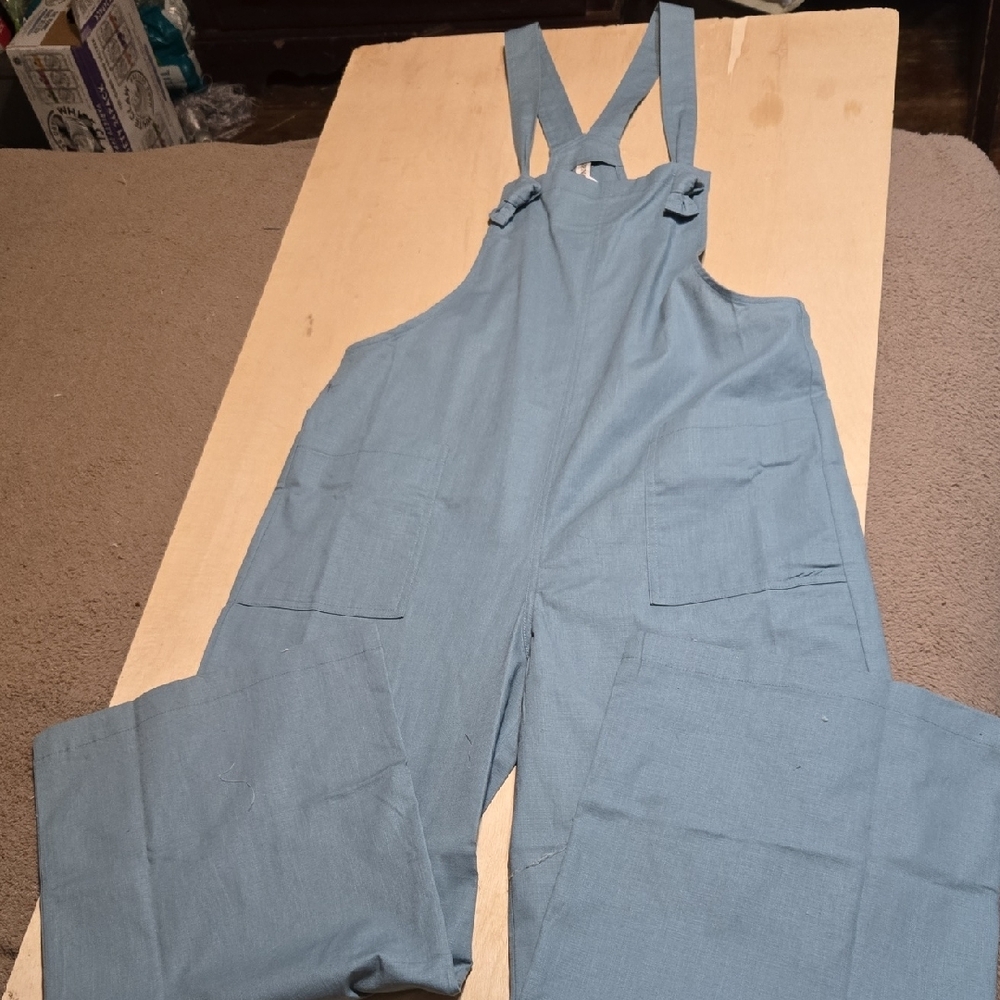 Z107 NWT Zenana Woven Knot Strap Washed Twill Denim Overalls Cropped Utility Tie - Picture 2 of 12
